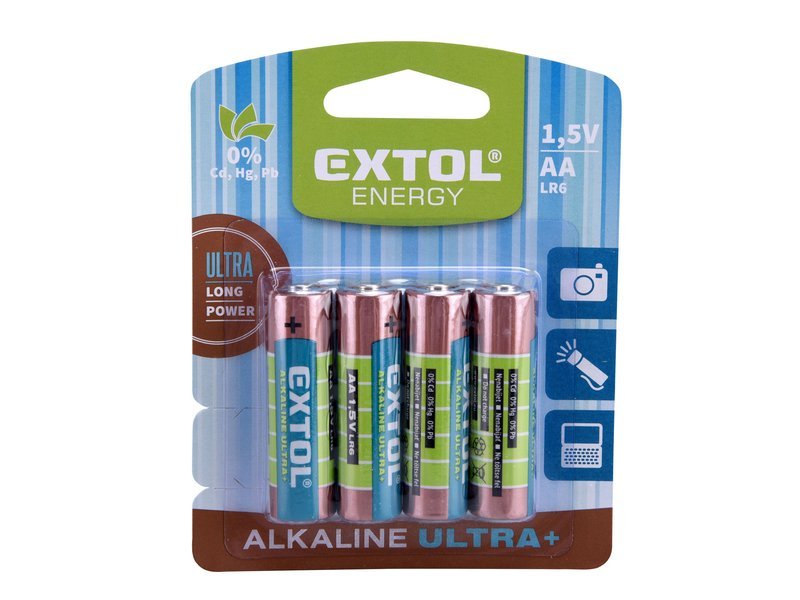 Baterie Extol alkalické LR6 (AA, tužka) - 4ks