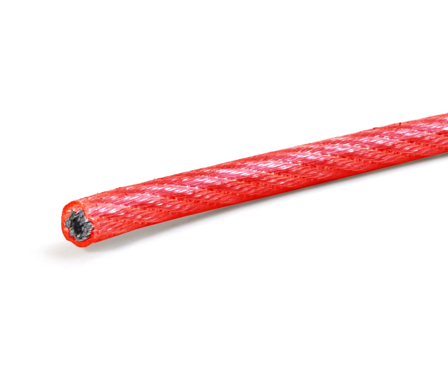 Lano ocelové v PVC červené - 3/4mm 6x7