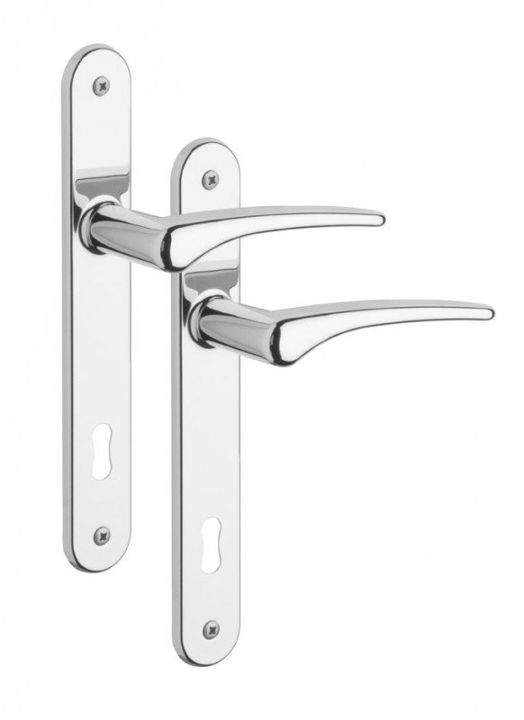 Rostex Comfort štítové dveřní kování - klika-klika pro klíč 72mm Satén Nikl