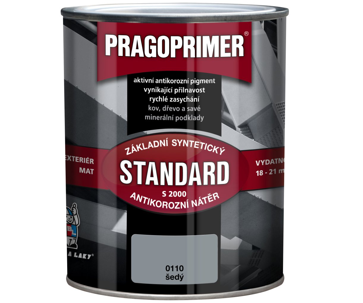 Pragoprimer S2000 základní syntetická barva - 0110 šedá 0,6l