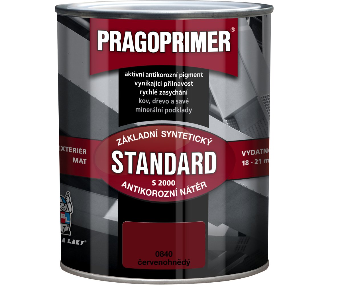 Pragoprimer S2000 základní syntetická barva - 0840 červenohnědá 0,6l