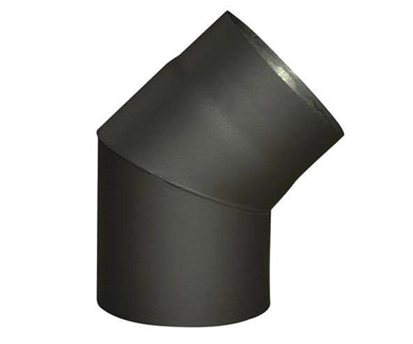 Koleno kouřové 45° černé silnostěnné - 180mm