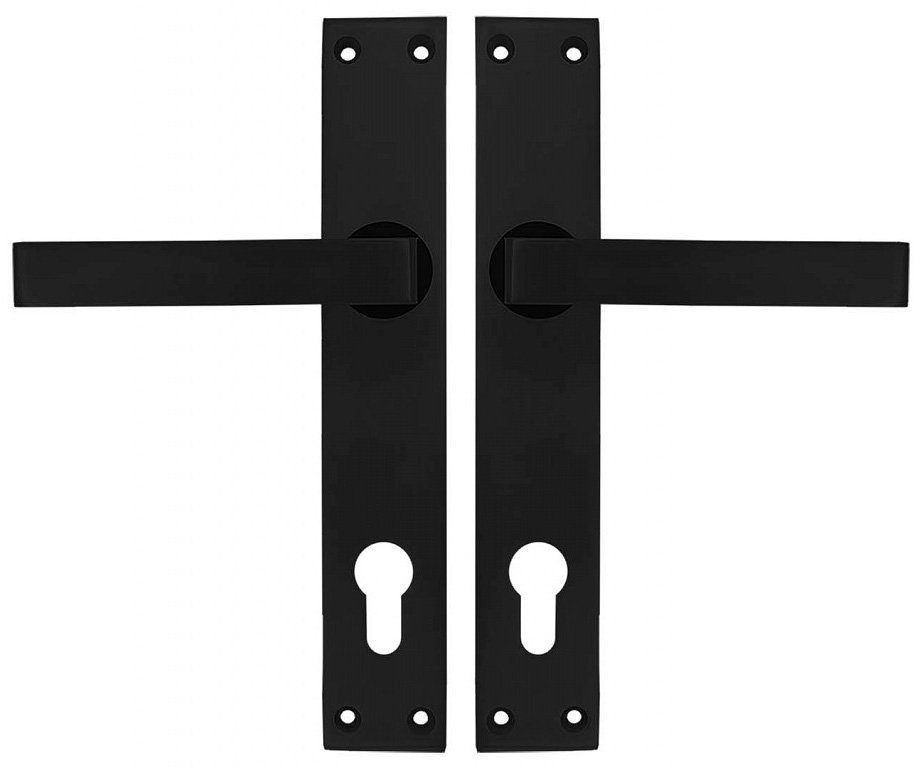 Kování dveřní štítové hliníkové černé - klika-klika/vložka/72mm