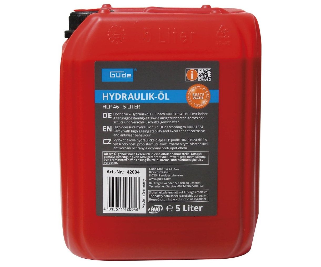 Hydraulický olej pro štípací stroje Güde HLP 46 - 1l