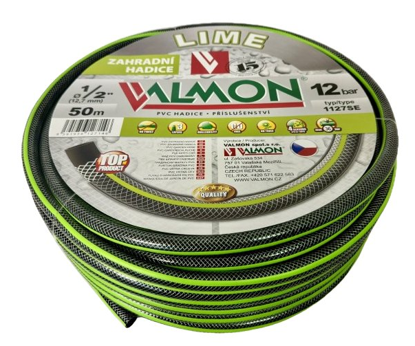 Hadice zahradní černá duše Valmon Lime - 1/2" 50m
