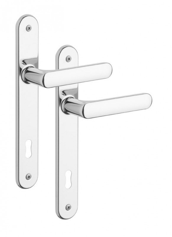 Rostex Standart štítové dveřní kování - klika - knoflík pro klíč 72mm Cr Nerez