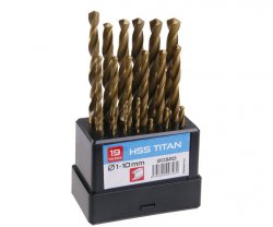 Sada vrtáků do kovu HSS Titan 19ks 1-10/0,5mm plastový stojan